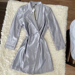 TopShop Metallic Silver Blazer Dress/Jacket Size : 4
